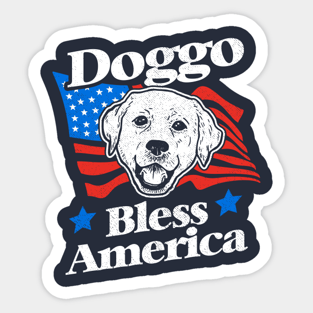 Doggo Bless America Sticker by dumbshirts